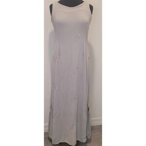 Vintage Johnny Was Beige Sleeveless Embroidered Maxi Dress Medium